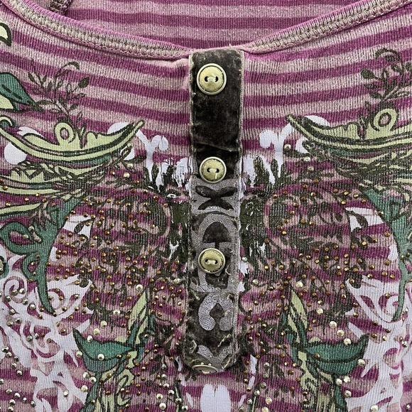 ONE WORLD Tops Y2k Late 200s One World Plus Size Purple Striped